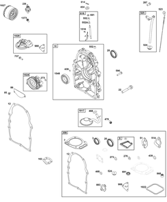 Crankcase Cover/Sump And Lubrication Group Diagram and Parts List for 356447-0668-B5 200000 - 399999 Briggs and Stratton Engine